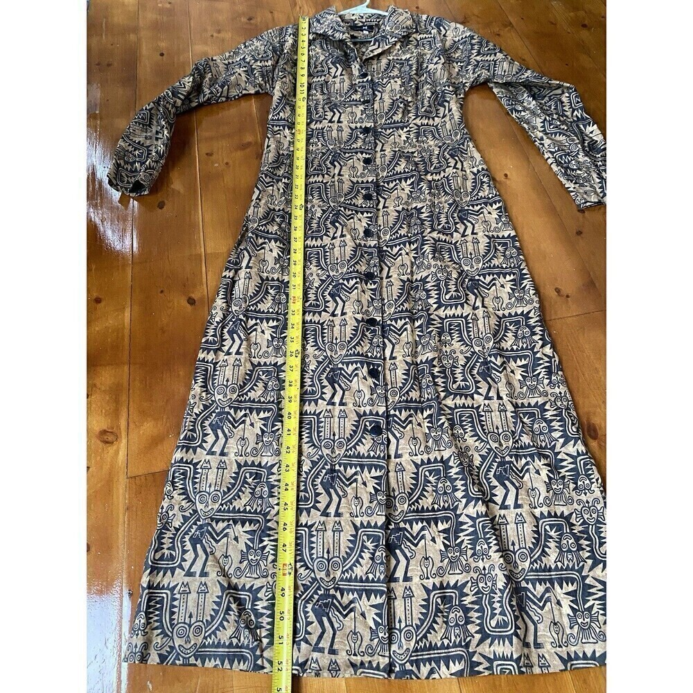PERUVIAN CONNECTION Tribal Button Front Pima Cotton Maxi Dress sz 8 - Picture 8 of 10